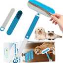 2 x Multifunctional Pet Hair Remover tool, 4 in 1-Reusable Washable Long Handle Dog&Cat Fur Hair Remover for Furniture,Carpet,Couch,Clothes,Bedding,Car,Window,Better than Lint Rollers, with 2 Scrapers