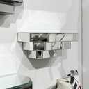 Howard Elliott Collection Mirrored Floating Wall Shelf for Home Decor, Silver Wall Mounted Modern Glass Shelf, Decorative Mirror Shelf for Living Room, Bathroom and Entryway, 6 x 16 x 7 Inch
