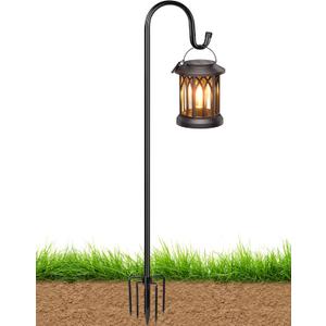 XDW-GIFTS Bird Feeder Pole for Outdoor, 45 Inch Shepherds Hooks Heavy Duty Garden Pole for Hanging Plant Basket, Solar Light Lanterns, Garden Plant Hanger Stands with 5 Base Prongs