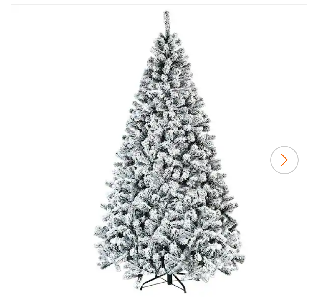 7.5 ft. Unlit Premium Snow Flocked Hinged Artificial Christmas Tree with Metal Stand
