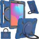 Pepkoo Triple Shockproof Case for iPad 5th/6th Generation 9.7 inch 2017 2018 and iPad Air 2 Gen, Heavy Duty Kid Boy Girl Cover with Pencil Holder/Handle Kickstand/Shoulder StrapDeep Blue