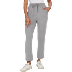 BATHRINS Women's Lightweight 7/8 Casual Pants 4-Way Stretch Ankle Sweatpants with Deep Pockets for Workout XL