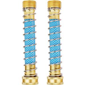 Fevone 5.7" Garden Hose Extension, Coil Spring Protector, 3/4" Solid Brass Fittings, Kink Free/No Leak, 2 Pack (E2)