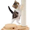 Made4Pets Cat Scratching Post Cat Scratcher Kitten Toys for Indoor Cats Wooden Ball Track Two-Layer Modern Sisal 17.7" Tall Scratch Post Interactive Toy with Dangling Ball