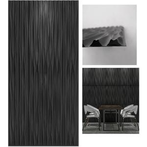 Art3d 46.2 SF Large 3D Wall Panels for Interior Dcor, PVC Textured Wavy Wall Panels for Living Room, Bedroom and Office, Pack of 6 (47.2"23.6"), Black