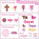 95Pcs Valentine's Day Sweet Candy Christian Bulletin Board Decoration Set Tis So Sweet to Trust in Jesus Valentine's Day Cutout Name Tags Faith Religious Wall Decor for Classroom Preschool Chalkboard