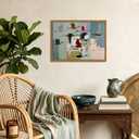 Framed Vintage Flying Bird Wall Art, Abstract Colorful Crane Pictures Wall Decor, Mid Century Modern Scandinavian Birds Paintings Canvas Prints Home Decor Aesthetic for Living Room Bedroom 16x24 inch