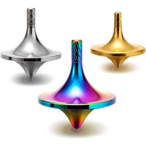 Leitee 3 Pieces Brass Metal Top Spinner Good Balance Desktop Top Spinner for Adults Kill Time Long Time Focus, 3 Colors(Large (1.26 x 1.45 Inch))