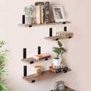 8 Pack - 11.25" L x 6" H x 1.5" W J Lip Shelf Brackets Rustic Farmhouse Iron Wall Floating Shelf Bracket Metal Shelf Bracket Industrial Shelf Supports with Screws Black