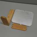 YEAKE Vanity Makeup Mirror with Natural Bamboo Stand, 8 Inch Double Sided 360 Degree Swivel Magnifying Mirror for Table, Desk, Countertop Shaving Make Up (White-rectangle (1x,2x))