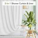 Amazer Long Shower Curtain Liner Washable 72x80 Inches, White Shower Liner Fabric with 2 Bottom Stones, Waterproof 2-in-1 Shower Curtain and Liner, 12 Grommet Holes, 120 GSM, White