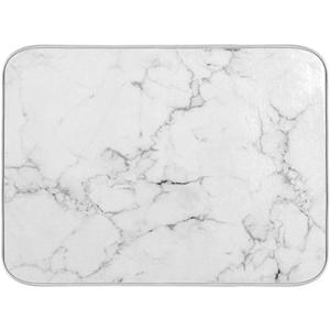 Absorbent Dish Drying Mat for Kitchen Counter - Marble Print Microfiber Drying Pad, Reversible Drainer Mats for Countertop, Medium 16 x 18 inch