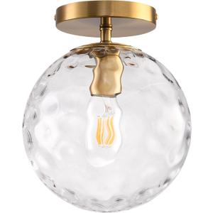Semi Flush Mount Ceiling Light Fixture, 8in Globe Hammered Glass