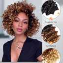 Gowit Gogo Curl Crochet Hair 8 Inch 6 Packs Short Curly Crochet Hair for Black Women Ombre Brown Blonde Deep Ocean Wave Synthetic Crochet Braids (8inch,T3027)
