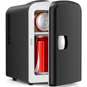 Electactic Compact Refrigerator, Portable Mini Fridge, Skin Care 4L Capacity/6 Cans, for Bedroom, Car, Office & Dorm, Small Cooler for Cosmetics, Beverage and Food, Black