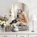 24"x36" Wall Mirror for Bathroom Vanity, Modern Frosted Metal Framed Arch Mirror, Wall Mounted for Bedroom, Living Room, Entryway (Gold)