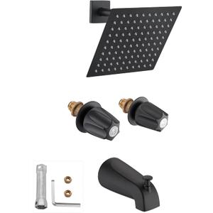 8" Rain Shower Faucet& Bathtub 2 Handle Knob Replacement for Price Pfister Verve Remodel/Rebuild Trim Kit, Matte Black