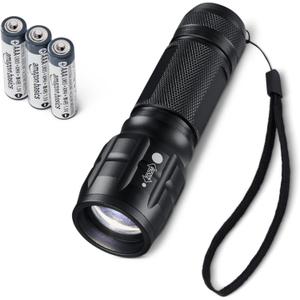 Amazon Basics Tactical Flashlight, Durable Waterproof 140 high lumens flashlights, Black