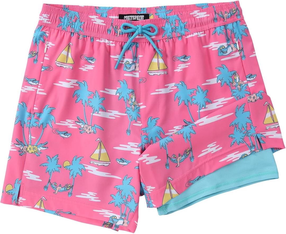 CoozySphere Boys Swim Trunks with Compression Liner Size 10-12 Swimming Shorts Quick Dry Bathing Suit