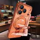 Magnetic for iPhone 17 Pro Max Case Clear with Stand,Full Camera Protection[Compatible with Magsafe],Case for iPhone 17 Pro Max 6.9",Orange