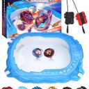 X Stadium Starter Kit - 6 Battle Tops Arena Set with 2 Launchers, Acceleration Track & Protective Roof, Gift for Boys Girls 6+