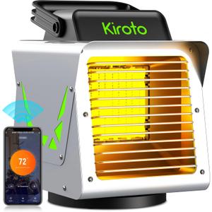 Kiroto 1500w Greenhouse Heater,with APP Remote Control, Portable Outdoor Winter Heater With Thermostat For Plants Vegetables Flowers,Smart Electric Safe Heater for Green house,Grow Tents,Garage