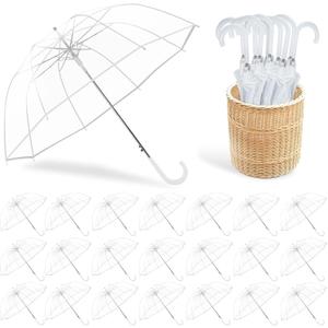 50 Pack Clear Umbrella Wedding Bubble Dome, Transparent Bridal Umbrellas for Weddings, 52 Inch Large Clear Umbrellas for Rain with Auto Open Windproof Stick Canopy for Outdoor Events