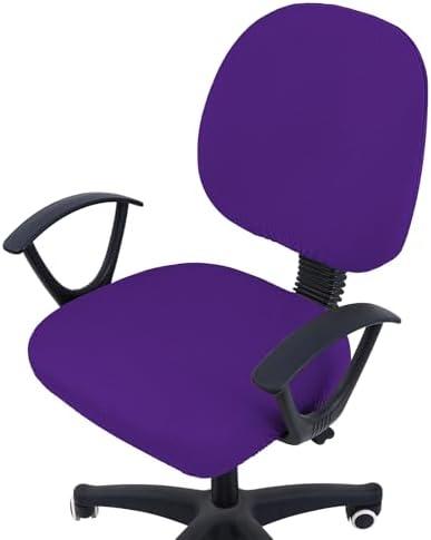 Smiry Stretch Jacquard Office Computer Chair Covers, Removable Washable Universal Desk Rotating Chair Slipcovers Protector, Seat + Backrest Cover, Violet