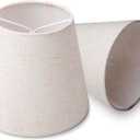 Small Lamp Shade Clip on Bulb for Candelabra Bulbs, Mini Lampshades for Chandeliers, Home Decor Barrel Beige Fabric Linen Lampshade for Table Chandelier Wall Lamp Ceiling Lamps 4x6x5 Inch 2 Packs