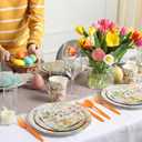 Teenyyou 175 Pcs Easter Party Supplies He Is Risen Easter Religious Plate and Napkin Set He Is Risen Garden Paper Tableware Set to Serve 25 Guest Vintage Spring Disposable Dinnerware for Holiday Party