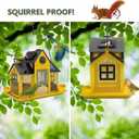 Solar Bird Feeders House for Outside Hanging, Metal Wild Bird Feeder for Outdoors Large Capacity Cardinal Birdfeeder Birdhouses Metal Bird Feeding Station Yellow