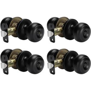 goldenwarm Black Interior Door Knobs, Matte Black Keyless Privacy Door Knob, Black Bedroom Door Knobs, Black Door Knobs Interior Bulk, Indoor Bathroom Door Knob (4 Pack, Matte Black)