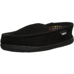 Muk LUKS Men's Corduroy Moccasin with Flannel Lining (Large, Black)
