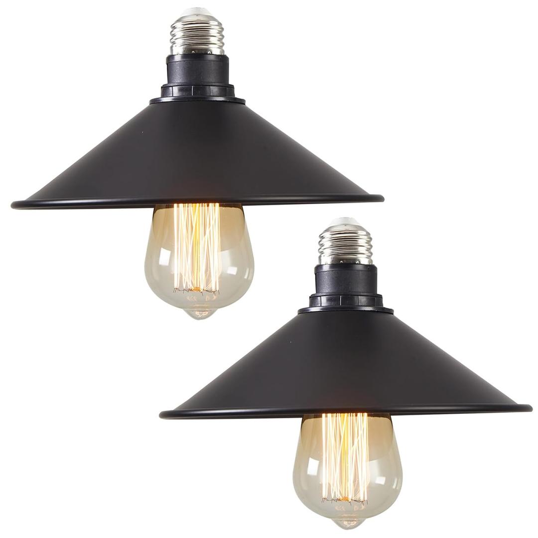 2-Pack E26 to E26 Screw-in Industrial Style Ceiling Lights Fixture, Matte Black Farmhouse Light Fixtures for Kitchen, Laundry Room, Entryway, Hallway