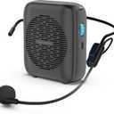 (Black) Portable Rechargeable Voice Amplifier for Teachers, Coaches, Tour Guides, Presentations, and Meetings with a Large Number of Attendees