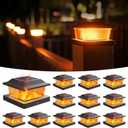 NIORSUN Solar Flame Post Cap Lights Outdoor Waterproof, 4x4 Post Solar Lights with Flickering Flame LED, Fence Posts Solars Light for Deck Patio Garden, 4x4 Posts Caps Wood Vinyl, 12 Pack (Black)