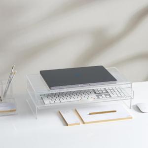 russell+hazel Acrylic Monitor Stand with Drawer, 20 x 10 x 5.25, Desktop Organization, Clear, Hold up to 10 lbs., 98149