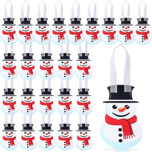 Yoojahow 24 Pcs Winter Snowman Gift Bags Mini Snowman Shaped Treat Bags With Handles Non Woven Reusable for Winter Party Supplies Goodie Candy Snack Gift Xmas Class Favors Decor