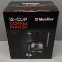 Mueller 12-Cup Drip Coffee Maker - Borosilicate Carafe, Auto-Off, Reusable Filter, Anti-Drip, Keep-Warm Function, Clear Water Level Window Coffee Machine, Kitchen Essentials & Accessories (Black)