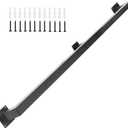 6.6 Feet Square Tube Handrail, Wall Mount Industrial Modern Staircase Handrail for Indoor Outdoor Steps, 600lbs Load Capacity, Metal Non-Slip Grab Handle for Stairs Loft Porch, Matte Black