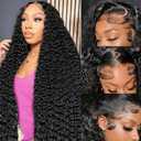 EGK 13x6 HD Lace Deep Wave Human Hair Wig, 30 Inch 220% Density | Premium 13x6 HD Lace Deep Wave Human Hair Wig Pre Plucked for Women, Natural Hairline, Glueless & Full Volume