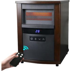 Space Heaters for Indoor Use, 1500W Infrared Quartz Wood Cabinet Heater with Adjustable Thermostat, Overheat Protection Space Heater for Large Room