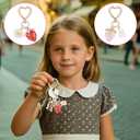 Tinoaly 3pcs Cute Strawberry Keychain, Zinc Alloy Strawberry Bag Charm Heart Rabbit Flower Key Ring Bee Fruit Key Chain Keyring for Purse Handbag Backpack