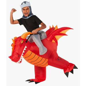 Morph Red Dragon Inflatable Costume - Kids Dragon Rider Dinosaur Ride On One Size