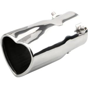 Car Exhaust Tip 2.5 inch Inlet, Universal Car Exhaust Pipe Modification Tail Throat Tail Pipe Stainless Steel Muffler Tip, Adjustable Heart Shaped Car Thickened Pipe (Straight,Silver)