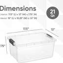 Superio Clear Storage Box with Lid, 21 Quart Plastic Container Bins for Organizing, Stackable Crates, BPA Free, Non Toxic, Odor Free, Organizers for Home, Office, School, and Dorm