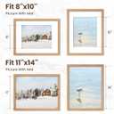 Dreamland 11x14 Picture Frame with Mat for 8x10, Solid Oak Wood 11 x 14 Frames with Resistant Plexiglass, 11 by 14 Wooden Gallery Wall Frames for Art, Wall Display Only, Set of 1
