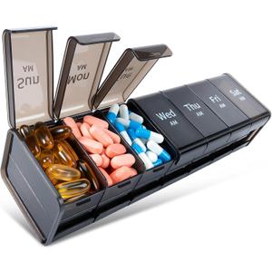 Daviky Extra Large Weekly Pill Organizer 2 Times a Day, XXL Pill Box 7 Day with AM PM Large Compartments, BPA-Free Daily Medicine Case, Jumbo Pill Holder for Fish Oils, Vitamins & Supplements