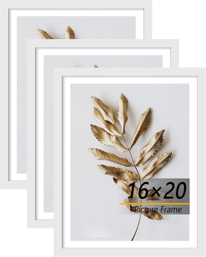 16x20 Picture Frame White 3 Pcs set can Display on the Wall, 16x20 in-3Pack