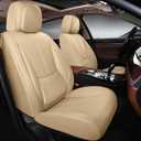 Car Seat Covers, Leather Seat Covers for Cars Full Set, Waterproof and Breathable Suitable for Most SUV/Truck/Sedan/Automotive 2 Pack(Beige)